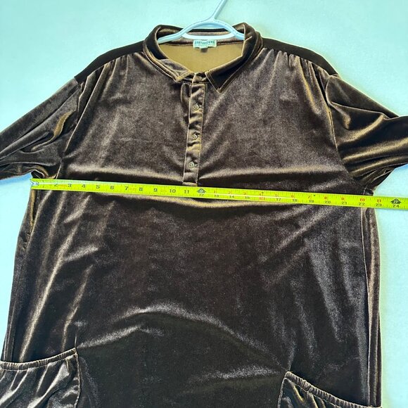 Earthbound Trading Co Velvet Tunic Top Size XXL Chocolate Brown Bohemian Casual - Picture 9 of 11